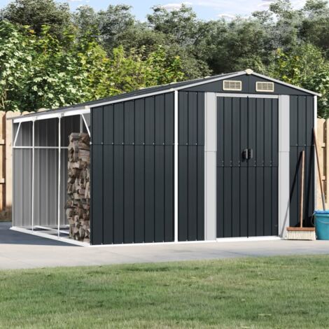 Vidaxl – Abri de jardin métal anthracite 277x279x179 cm – Acier galvanisé résistant à la rouille – Pour rangement outils et bois de chauffage