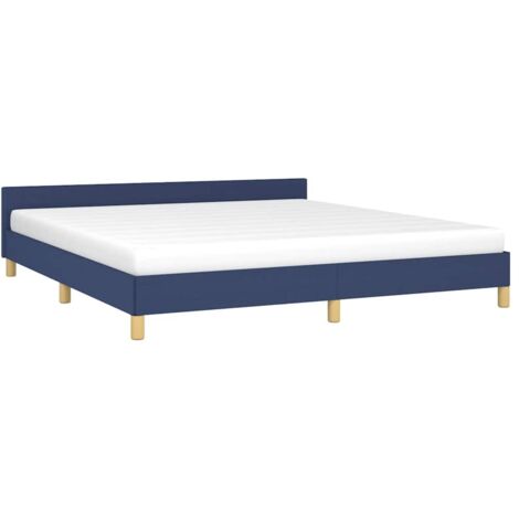 Cadre de lit avec tête de lit sans matelas bleu 180x200cm tissu vidaXL (1/5)