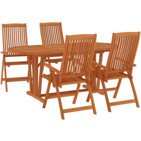 Ensemble à manger de jardin 5 pcs Bois d'eucalyptus massif vidaXL (1/5)
