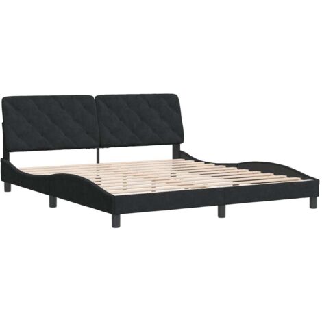 Cadre de lit sans matelas noir 180x200 cm velours vidaXL (1/5)