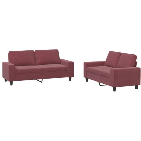 vidaXL Ensemble de canapés 2 pcs rouge bordeaux tissu (1/5)