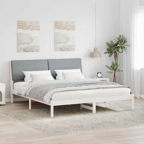 Cadre de lit avec tête de lit Blanc et gris clair 180 x 200 cm vidaXL (1/5)