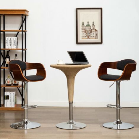 Chaises de bar lot de 2 gris bois courbé et tissu vidaXL (1/5)