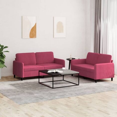 vidaXL Ensemble de canapés 2 pcs rouge bordeaux velours (1/5)