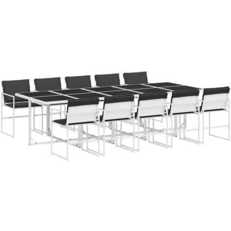 Ensemble à manger de jardin avec coussins 11pcs blanc textilène vidaXL (1/5)