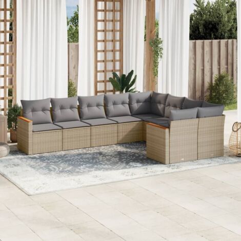 Salon de jardin avec coussins 9pcs mélange beige résine tressée vidaXL (1/5)