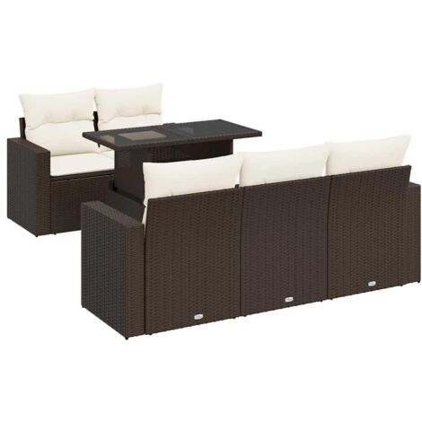 Salon de jardin avec coussins 6 pcs marron résine tressée vidaXL (1/5)