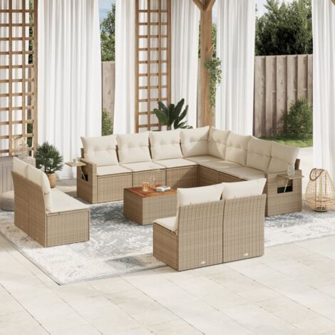 Salon de jardin avec coussins 12 pcs beige résine tressée vidaXL (1/5)