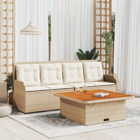 Salon de jardin avec coussins 3 pcs beige résine tressée vidaXL (1/5)