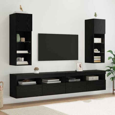 vidaXL  Wall-mounted TV Cabinets  2 pcs Black Oak 30.5 x 30 x 90 cm
