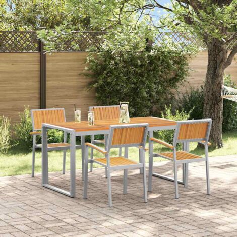 Ensemble de salle à manger pour jardin 5 pcs Gris vidaXL (1/5)