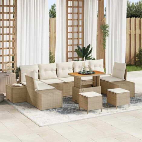 Ensemble de canapé de jardin avec coussin 10 pcs Beige et crème vidaXL (1/5)
