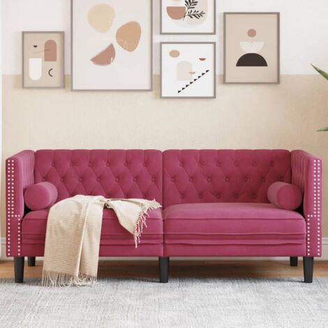 Canapé Chesterfield avec traversins 2 places velours vidaXL