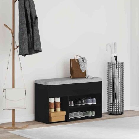 Banc à chaussures Chêne noir 80 x 30 x 45 cm Bois d'ingénierie vidaXL