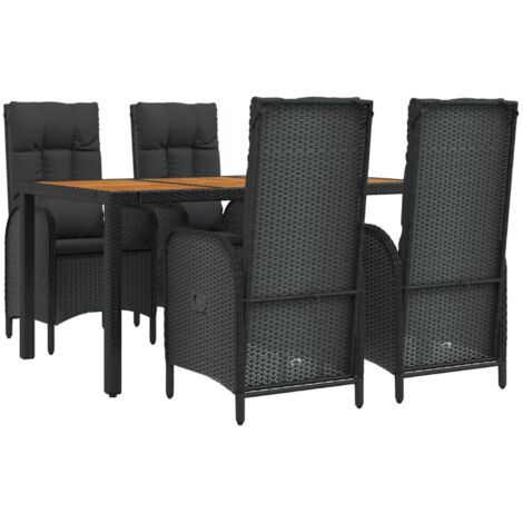 vidaXL Ensemble à manger de jardin coussins 5pcs Noir Résine tressée (1/5)