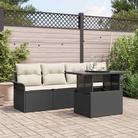 Ensemble de canapé de jardin 5 pcs Noir Poly Rattan vidaXL (1/5)