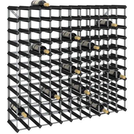 Vidaxl – Casier à bouteilles 120 bouteilles – Bois de pin massif noir – Dimensions 110x22,5x100,5 cm – Fixation murale incluse
