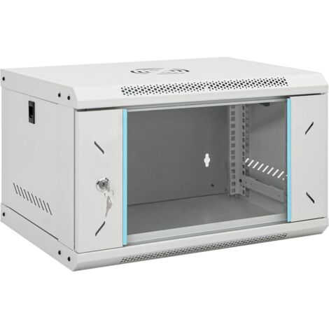 Vidaxl – Armoire réseau murale 6U 19" IP20 – Acier laminé à froid – Dimensions 53 x 40 x 30 cm – Panneaux latéraux amovibles – Porte verrouillable en verre