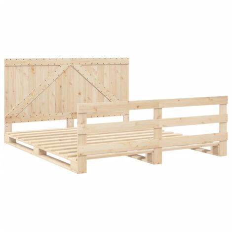 vidaXL Cadre de lit avec tête de lit 200x200 cm Bois de pin massif (1/5)