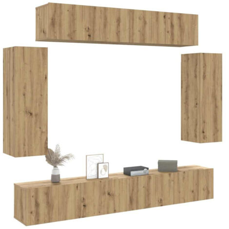 Ensemble de meuble TV mural 6 pcs chêne artisanal vidaXL (1/5)
