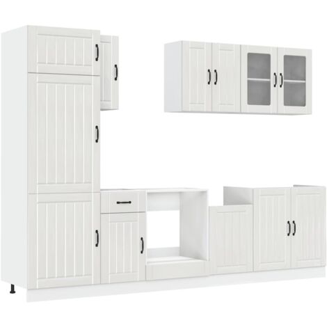 Vidaxl – Ensemble de 8 meubles de cuisine Lucca – Bois d'ingénierie blanc brillant – Espace de rangement optimisé – Pieds réglables (1/5)