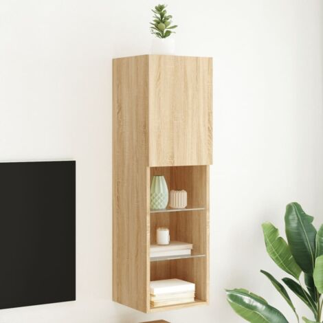 Meuble TV avec lumières LED chêne sonoma 30,5x30x102 cm vidaXL