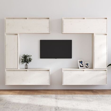 Meubles TV 6 pcs Blanc Bois massif de pin vidaXL (1/5)