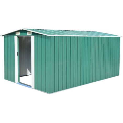 Abri de jardin 257x392x181 cm Métal Vert vidaXL