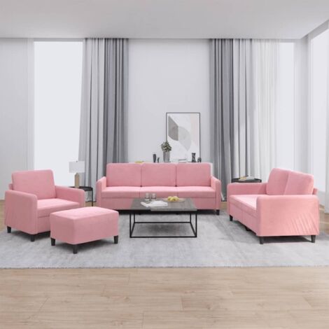 Ensemble de canapés 4 pcs rose velours vidaXL (1/5)