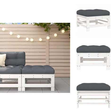 Repose-pied de jardin avec coussin blanc bois de pin massif vidaXL
