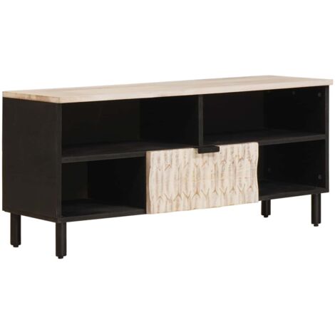 Meuble TV avec tiroir Finition Lavage Blanc 100 x 33,5 x 46 cm vidaXL (1/5)