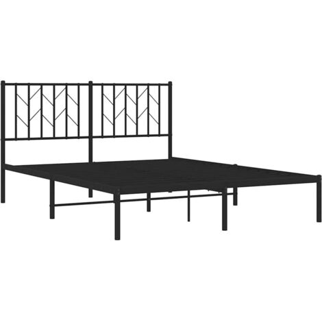 Cadre de lit métal sans matelas avec tête de lit noir 140x190cm vidaXL (1/5)