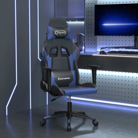 Chaise de jeu de massage Noir et bleu Similicuir vidaXL (1/5)