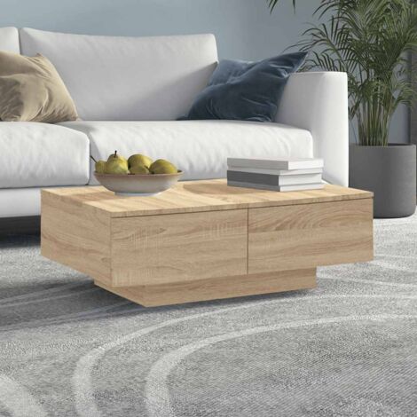 Vidaxl – Table basse fixe chêne sonoma 90x60x31 cm – Aggloméré facile à nettoyer – Surface stable pour boissons et objets décoratifs