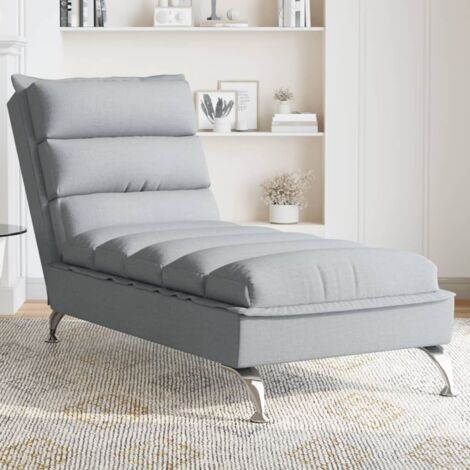 Chaise longue avec coussins gris clair tissu vidaXL