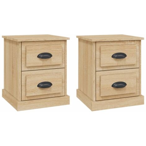 Vidaxl – Tables de chevet 2pcs chêne sonoma 39x39x47,5cm – Bois d'ingénierie – 2 tiroirs – Design multifonctionnel