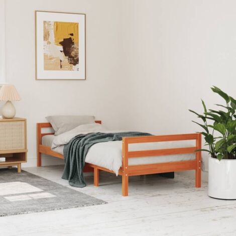 Cadre de lit sans matelas cire marron 75x190 cm bois pin massif vidaXL (1/5)