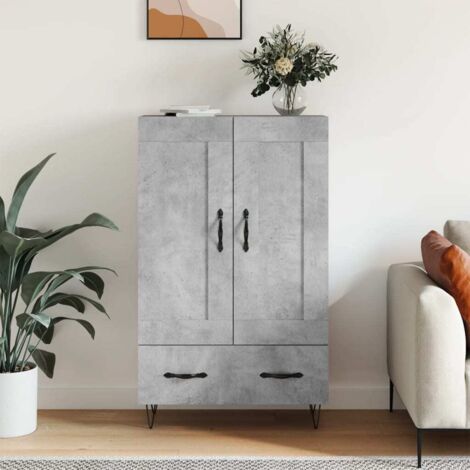 Buffet haut gris béton 69,5x31x115 cm bois d'ingénierie vidaXL (1/5)