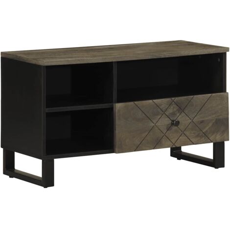 Meuble TV noir 80x33x46 cm bois massif de manguier vidaXL (1/5)