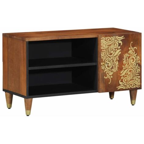 Meuble TV Marron miel 80 x 33 x 46 cm Bois de mangue massif vidaXL (1/5)