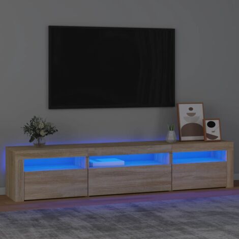 vidaXL Meuble TV avec lumières LED Chêne sonoma 195x35x40 cm (1/5)