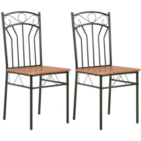 Vidaxl – Chaises de salle à manger en MDF et acier – Lot de 2 – Design moderne – Ergonomiques et faciles à nettoyer – Capacité 110 kg par siège (1/7)
