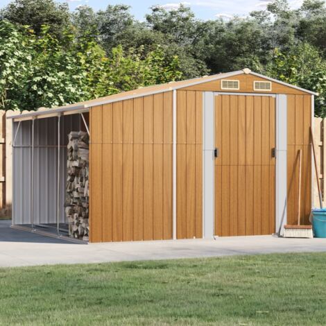 Vidaxl – Abri de jardin métal marron clair 277x279x179 cm – Acier galvanisé anti-corrosion – Bonne ventilation avec 4 bouches d'aération