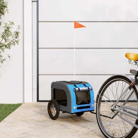 Remorque de vélo pour animaux de compagnie bleu et gris vidaXL