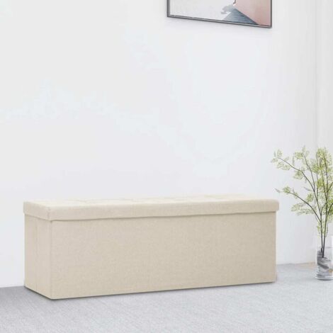 Banc de rangement pliable Blanc crème Faux lin vidaXL (1/5)