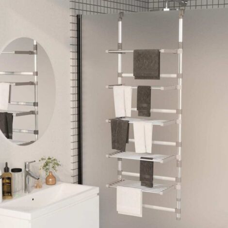 Vidaxl – Séchoir à linge suspendu 5 niveaux – Aluminium léger – Hauteur réglable 147-187 cm – Design compact pour petits espaces