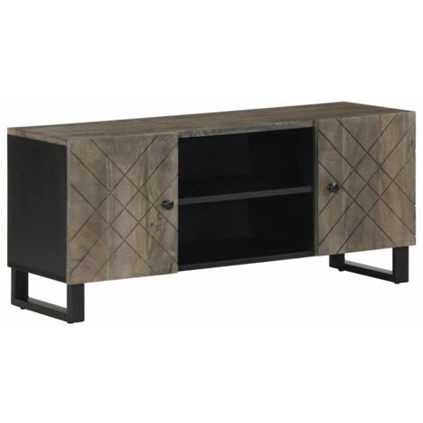 Meuble TV noir 105x33x46 cm bois massif de manguier vidaXL (1/5)