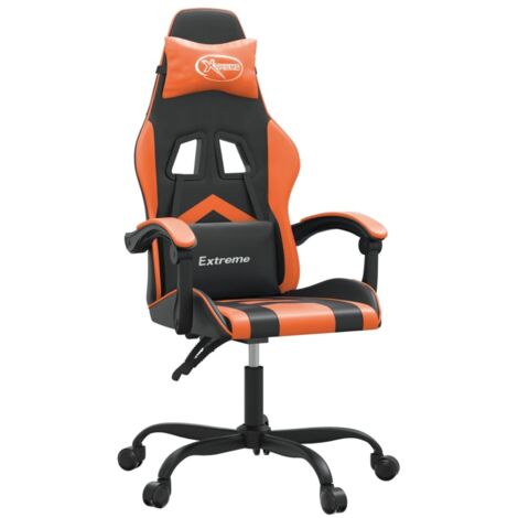 Chaise de jeu pivotante Noir et orange Similicuir vidaXL