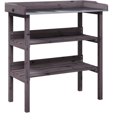 vidaXL Plant Table with Shelves Grey 78x38x82,5 cm Solid Wood Fir