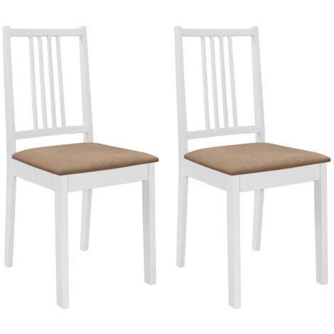 vidaXL Dining Chairs with Cushions 2 pcs White Solid Wood (1/7)